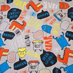 Monster Fabric Flannel Cartoon Kids Children JoAnn Material Crafts Sewing 42x55
